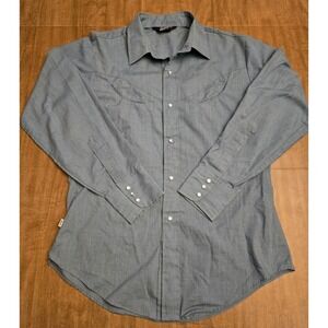 Vintage Levis Shirt Western Chambray Blue 70s Smile Pockets Pearl Snaps Excellen